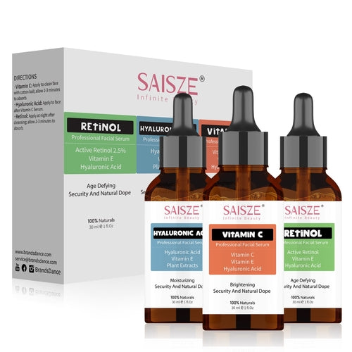 SAISZE Face Serum Set, 3 Pcs Anti-Aging Vitamin C Serum & Hyalurionic
